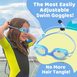 Vvinca Kids Swim Goggles with Bungee Strap No Leaking Anti Fog Toddler Goggles with Quick Adjust Ages 3-14