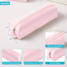 Lolocor Silicone Pencil Case, Silicone Pencil Pouch, Pencil Case Aesthetic, Pencil Bag, Pencil Pouch for Women, Makeup Pouch Pink
