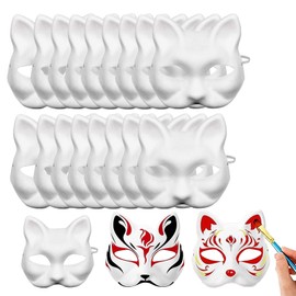 Pack of 20 Therian Masks, Therian Stuff, Cat Mask, Animal Masks for Painting, Mask for Cats, DIY Unpainted Masks, Can Be Used for DIY Creativity, Parties and Role Play