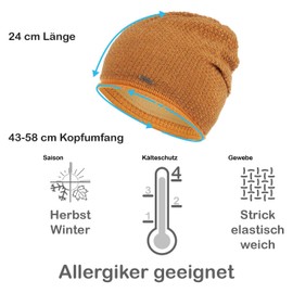 Faera Women's Winter Hat Warm Lined Fleece Lining Winter Spring Girls Knitted Hat Beanie 54, mustard