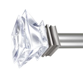 XmhFurnish 1 inch Curtain Rods for windows 36 to 72" with Square Crystal Diamond Finials, Single Rod Adjustable Curtain Rod(Antique nickel)