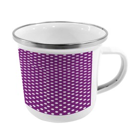 Ambesonne Purple Steel Camping Mug, White Polka Dots Continuous Pattern on Vivid Purple Background Old Fashioned Style, Printed Thermal Cup for Camping and Outdoor Activities, Purple White
