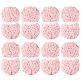 MABOZOO 8 Pack Super Bulky Chunky Chenille Yarn for Hand Knitting, Big for Blanket, Large Thick Arm Knitting, Fluffy Soft Plush Jumbo Crocheting, Pink