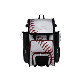 Boombah Rolling Superpack 2.0 Baseball/Softball Gear Bag - 23-1/2" x 13-1/2" x 9-1/2" - Baseball Homerun White/Black/Red - Telescopic Handle - Holds 4 Bats - Wheeled Version