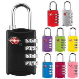 fogman TSA Lock, Padlock, 4-Digit, Dial-type, Suitcase, Burglar, Colorful, 9 Colors to Choose from (Black)