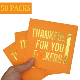 Friendsgiving Napkins, Friendsgiving Decorations, 50 Pack Foil Thanksgiving Napkins, Happy Thanksgiving Decorations, Friendsgiving Party Decorations for Thanksgiving Table Party Decorations ZJ