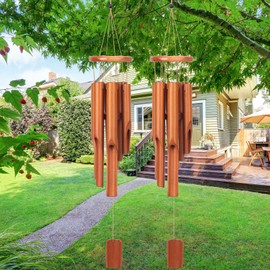 Vinsot 2 Pieces Bamboo Wind Chimes for Outside 30 Inches Wooden Classic Zen Rustic Chimes Deep Tone with Wind Catcher for Relaxation Patio Garden Indoor (Classic Bamboo)