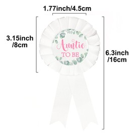 Auntie To Be Tinplate Badge Pin, Uncle To Be Tinplate Badge Pin, Gender Reveal Baby Shower Pin, Green Leaves Aunt Satin Fabric Button, Uncle Satin Fabric Button Party Decoration - White 2pcs