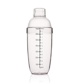 FEOOWV Plastic Cocktail Shaker, Hand Drink Mixer Boba Tea Shaker Cup with Scales,Bar Tool Transparent (24 oz / 700cc) | FEOOWV