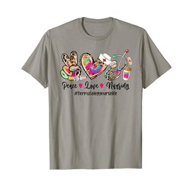 Peace Love Nursing Dermatology Nurse Life Tie Dye Leopard T-Shirt
