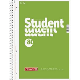 Brunnen Collegeblock Notepad Student, 4 Compartment, 70 g/m², A4 Spiral Notebook – 80 Sheets