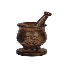 Something Different GW_73238 Mortar and Pestle Pentagram Wood 1 Piece 310 g Brown