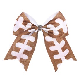 American Football Hair Bows for Girls, Super Bowl Hair Clips Glitter Leather Football Bowknot Alligator Clips for Women Toddler Super Bowl Party Sports Game Rugby Hair Accessories Supplies 1PCS