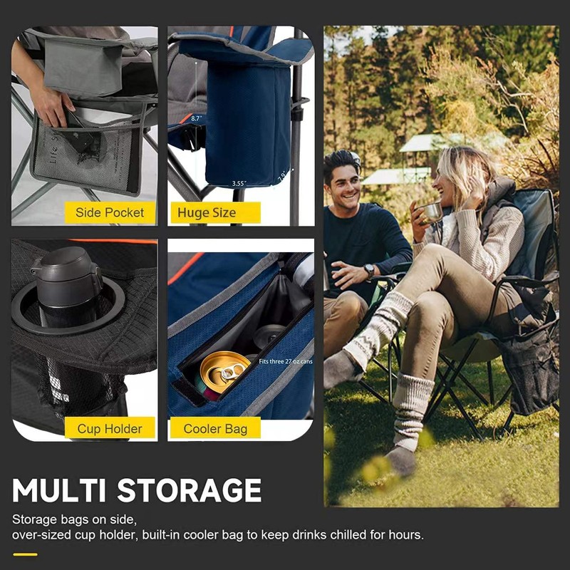 FAIR WIND Oversized Fully Padded Camping Chair with Lumbar Support,