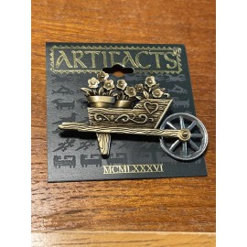 Jonette Jewelry JJ Jonette Jewelry Pewter Articulating Wheelbarrow & Flowers Brooch Pin