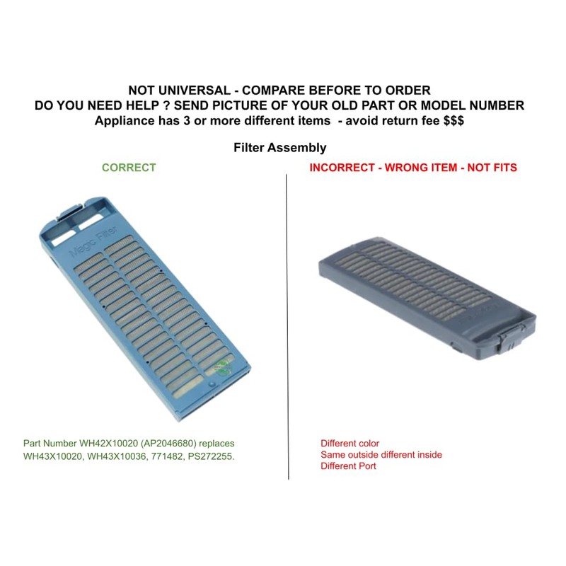 GLOB PRO SOLUTIONS WH42X10020 CKDX10020X compatible with GE Washer Filter