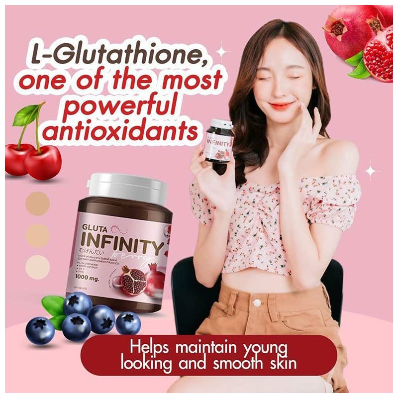 Gluta Infiniy 1000mg L-Glutathione Supplement Tripeptide Fish Collagen L-Glutamine Ascorbic