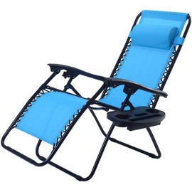 Topment Folding Patio Lawn Beach Recliner Outdoor Zero Gravity Lounge Chair, 1 PC, Blue