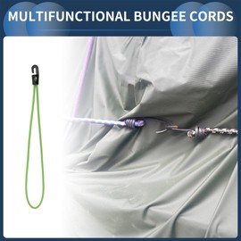 INFINAUTO Mini Bungee Cord 26cm Motorcycle Trailer Trucks Cargo Adjustable Bungee Cords with Metal Buckle Green 20pcs