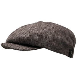 WEROR WEROR-322.1 Men's Peaked Cap - Flat Cap Men's Hat with Peak - Herringbone - Hat with Cotton Lining - Autumn/Winter, cappuccino