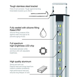 Marine Space 48" Aquarium Freshwater LED Light w/Switch, Silver (MS-120P)