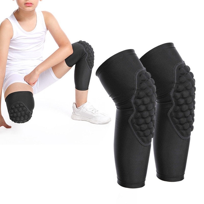 2 Pcs Kids Knee Pads Black Soft Breathable Lightweight Impact