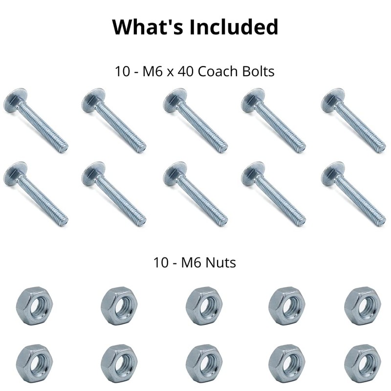 M6 (6mm x 40mm) Cup Square Carriage/Coach Bolt & Nut