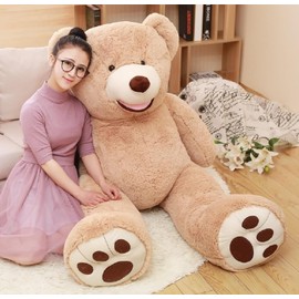 MorisMos Smile Giant Teddy Bear, 51inch Large Stuffed Bears with Big Footprints, Big Stuffed Animals Cuddly Plush Gifts for Girlfriends, Boyfriend, Brown