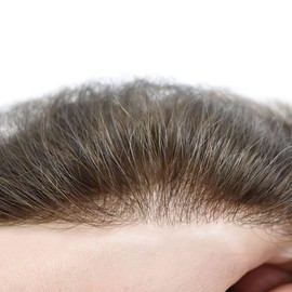 Curve Hair Ultra Thin Skin Toupee For Men Transparent Invisible Men Hair Replacement System 0.04mm Super thin Poly All V-Looped Black Brown Blonde Gray Man Hair Unit 8x10inch Wig for Men (#2 DARKEST BROWN -100%LIGHT TO MED-LIGHT, 8"x10")