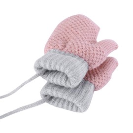 HKSICHENGKEJIUK Baby Toddler Cute Mittens Gloves with String Warm Knitted Hanging Neck Full Finger Gloves Thicken Warm Cashmere Lining Mittens Winter Gloves for Kids Boy Girl 1-4 Years Old