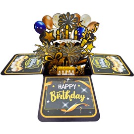 Akeydeco 3D Pop Up Birthday Cards,Birthday Pop Up Greeting Cards Laser Cut Happy Birthday Cards Including Envelopes Best for Mom,Wife,Sister, Boy,Girl,Friends 1 Pack