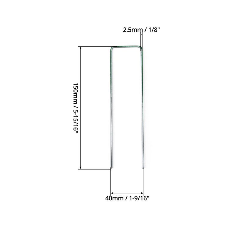 QWORK® Pack of 50 Ground Anchors, Half Green, 150 mm