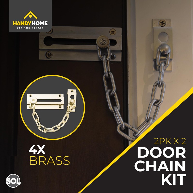 SOL 4pk Door Chain – Brass Restrictor for Front Door