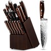 15-Piece Knife Set With Block Wooden,Self Sharpening For Chef Knife