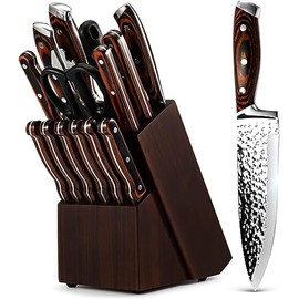 15-Piece Knife Set With Block Wooden,Self Sharpening For Chef Knife Set,Boxed Knife Set，Kitchen Knife Set
