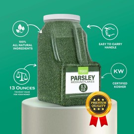 Toss English Dried Parsley Flakes Medium Bulk 13 OZ - Great Source of Fiber, Calcium & Iron - Great Addition to Cooking and Baking - Kosher