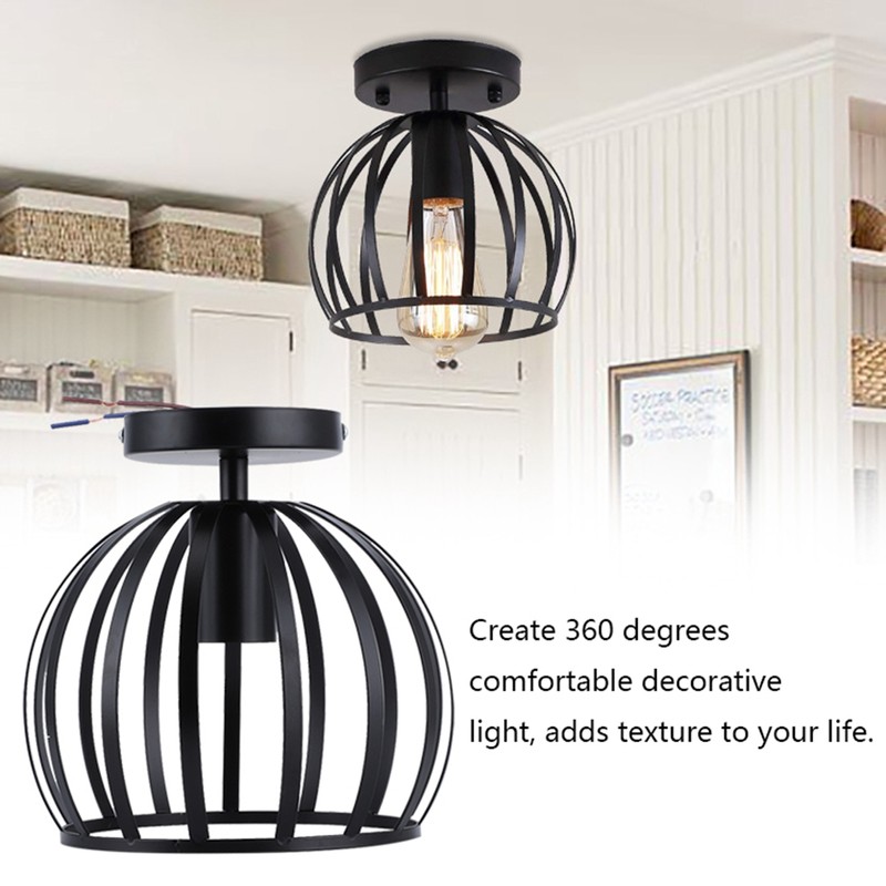 E27 Rustic Cage Chandelier Pendant Light Ceiling Lamp Shade for