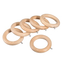 sourcing map 6Pcs Wooden Curtain Drapery Rings, 2.75 Inch Curtain Wood Ring Hook with Screw Eye for Curtain Drapery Rod, Natural