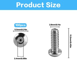 M3 Bolts Set, 100 Pcs M3 x 11.5mm Bolts, Hex Socket Button Head Bolts Screws, Stainless Steel Hex Socket Button Head Cap Screws for Repair Industrial Electronic
