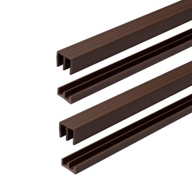 2 Pack Brown Plastic Sliding Door Track Set for 1/4" Thick Panels - Sliding Glass, Cabinet, and Window Track, Easy Installation, USA Made, (4 Ft. Long) by Outwater