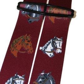 Generisch Reiter Pferd P-007 Braces from Austria Vienna in Horse Design 35 mm Wide in H-Shape with 4 Extra Strong Clips Uni / Rider Horse Red, red
