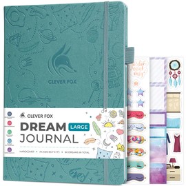 Clever Fox Dream Journal Large – Guided Dream Diary for Women, Men & Kids – Hardcover Dream Notebook – Log Book for Dream Journaling, A4 (Aquamarine)