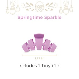 TELETIES - Classic Tiny Hair Clip - Easter Collection - Hair Claw Clips for Kids & Half-Up Hair - Strong Grip, Bendable Teeth, Curved Design - For All Hair Types and Textures - Springtime Sparkle
