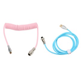 Coiled Keyboard Cable Type C to USB Detachable Coiled Cable with Metal Aviation Connector for Mechanical Keyboard