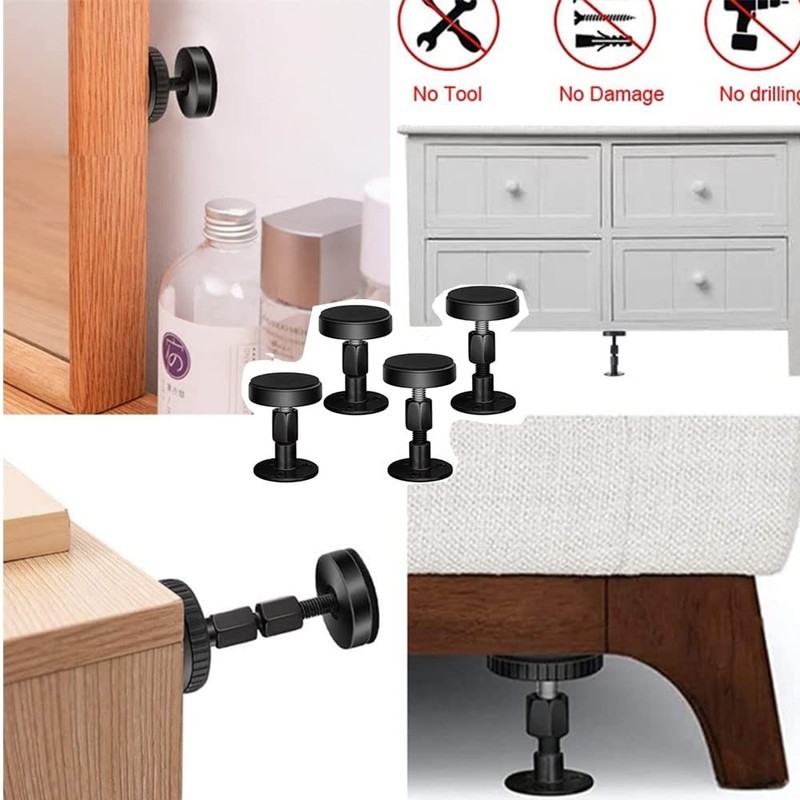 OUKEYI 4 Pieces of Adjustable Threaded Bed Frame Anti-Shake Tool,Headboard