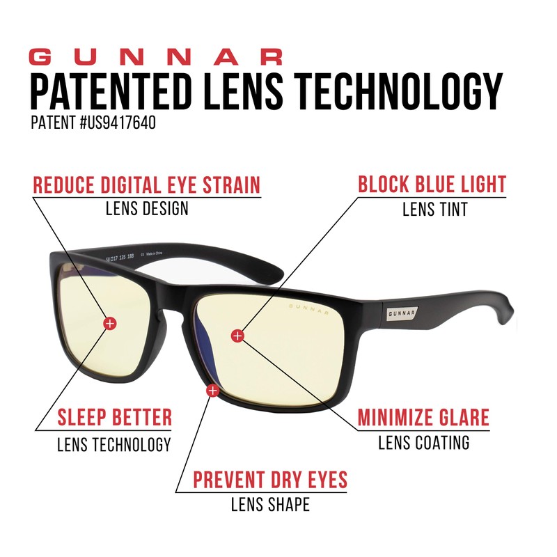 GUNNAR Gaming Glasses - Intercept Onyx Amber Lens - Blue