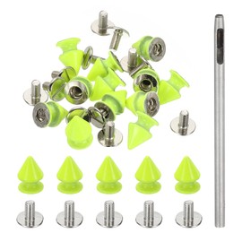 PATIKIL 12mm Studs for Clothing, 24 Sets Spikes for Clothes Studs and Spikes Leather Rivets Metal Cone Punk Spikes Screw Posts for Leather Jacket Crafting Crafts Fabric Shoes, Light Green