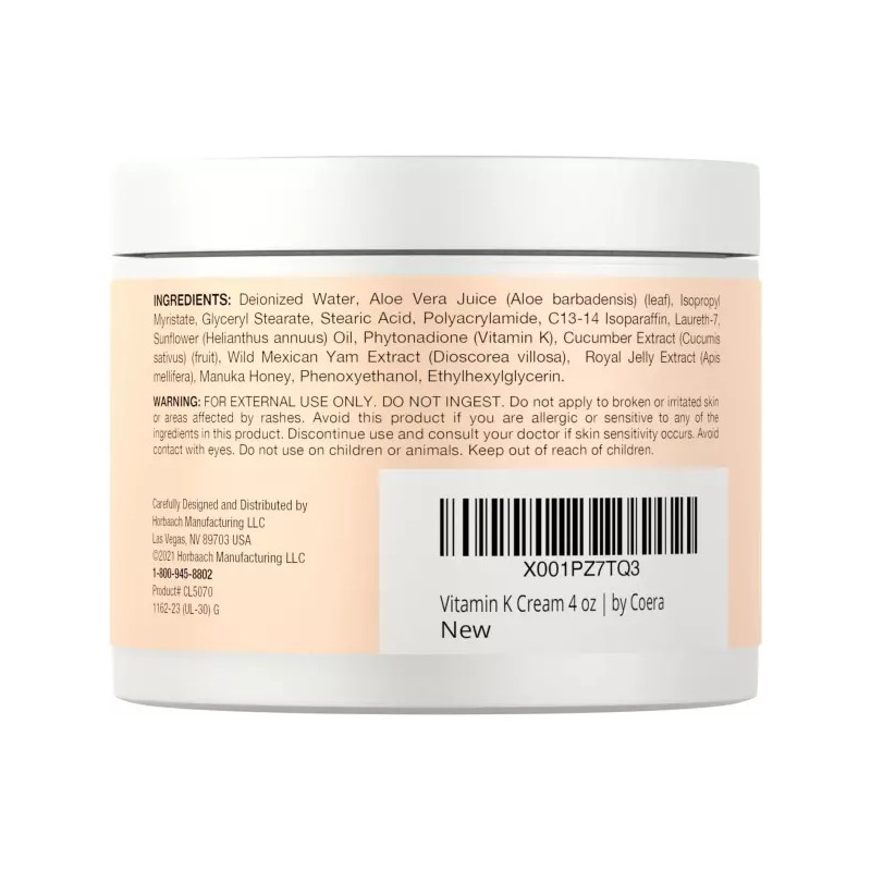 Product Detail Description Reference 코에라 비타민 K 크림 4온스 멍