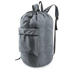 BeeGreen Laundry Backpack Bag Extra Large Heavy Duty, Grey, 16"*32", With Front Zipper Pocket