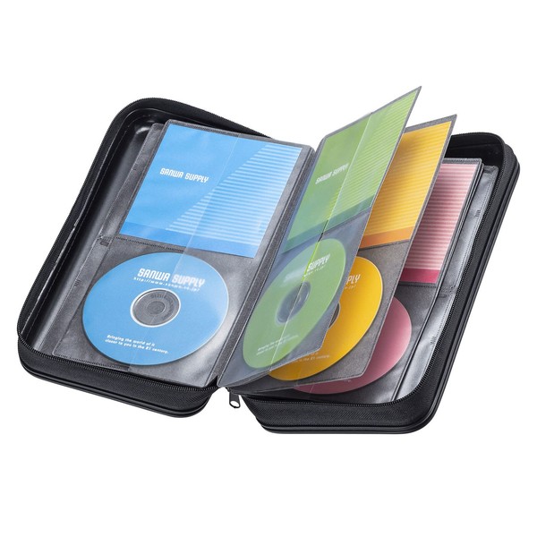 Sanwa Supply FCD-WLBD96BBK Semi-Hard Case for CD Jacket Storage (Holds
